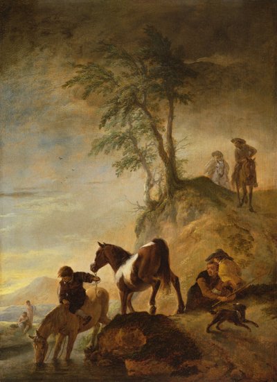 Riders watering their horses by Philips Wouwerman